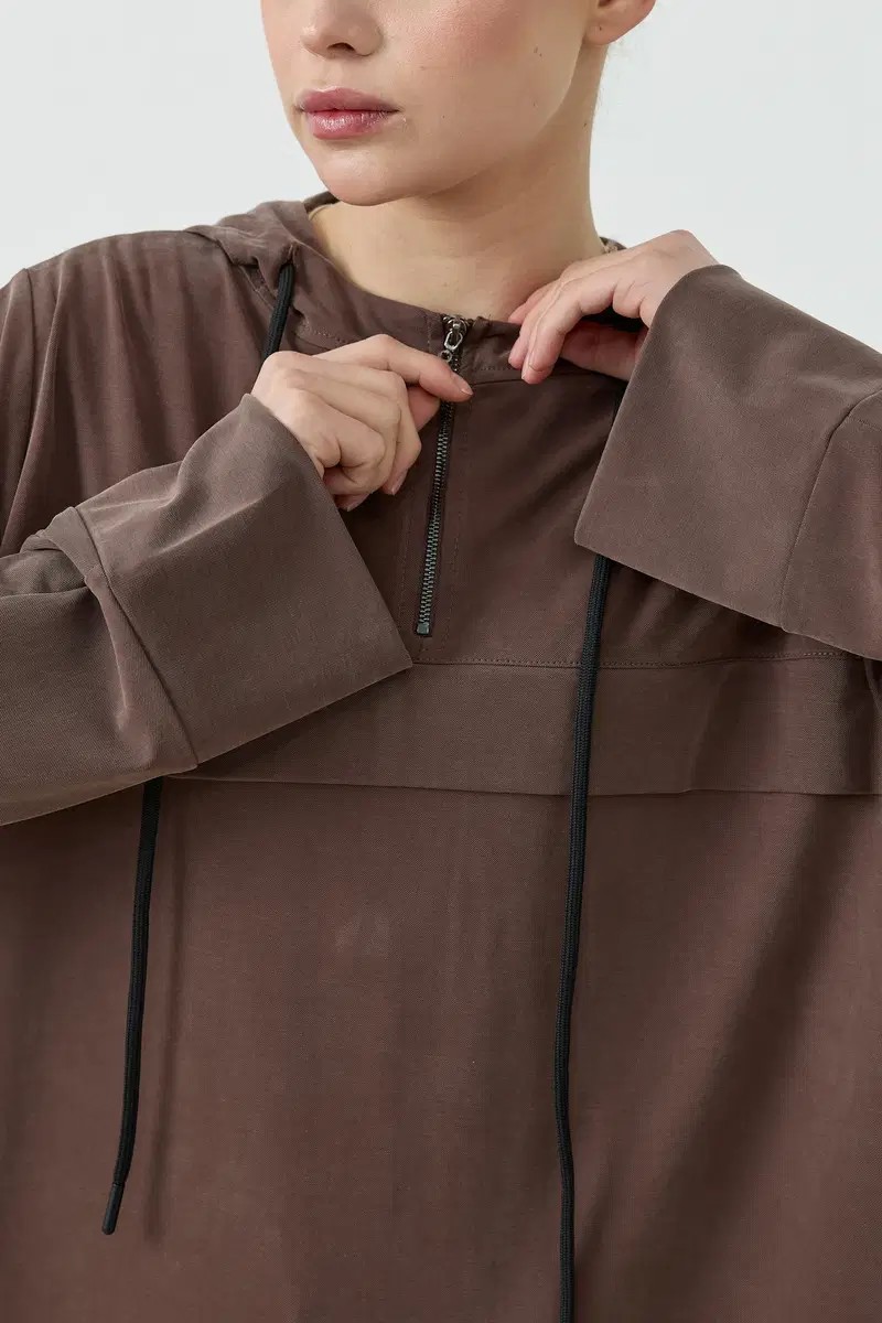 Qanu Aerın Uzun Sweatshirt Kahverengi