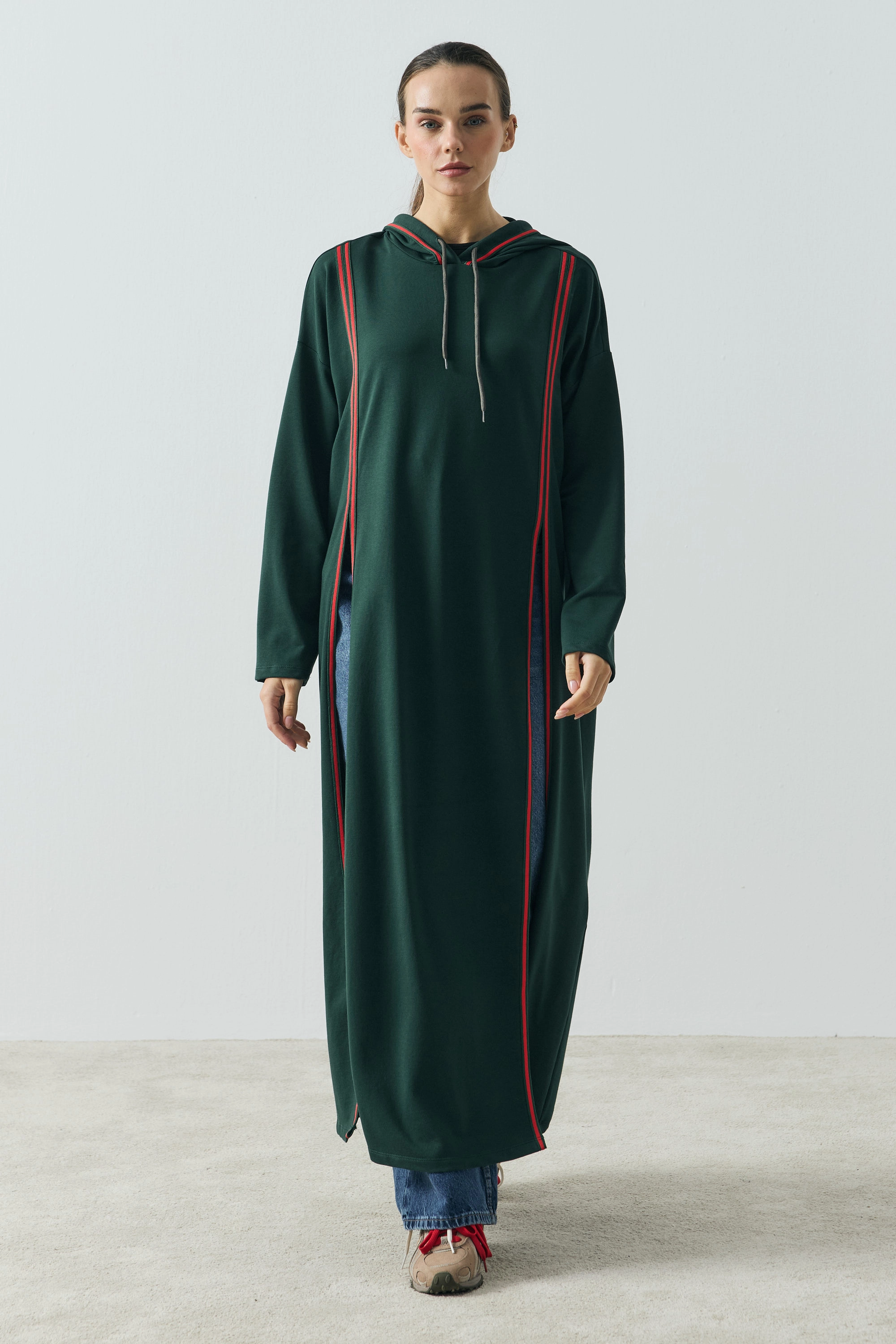 Qanu Colette Yırtmaçlı Sweatshirt Yeşil