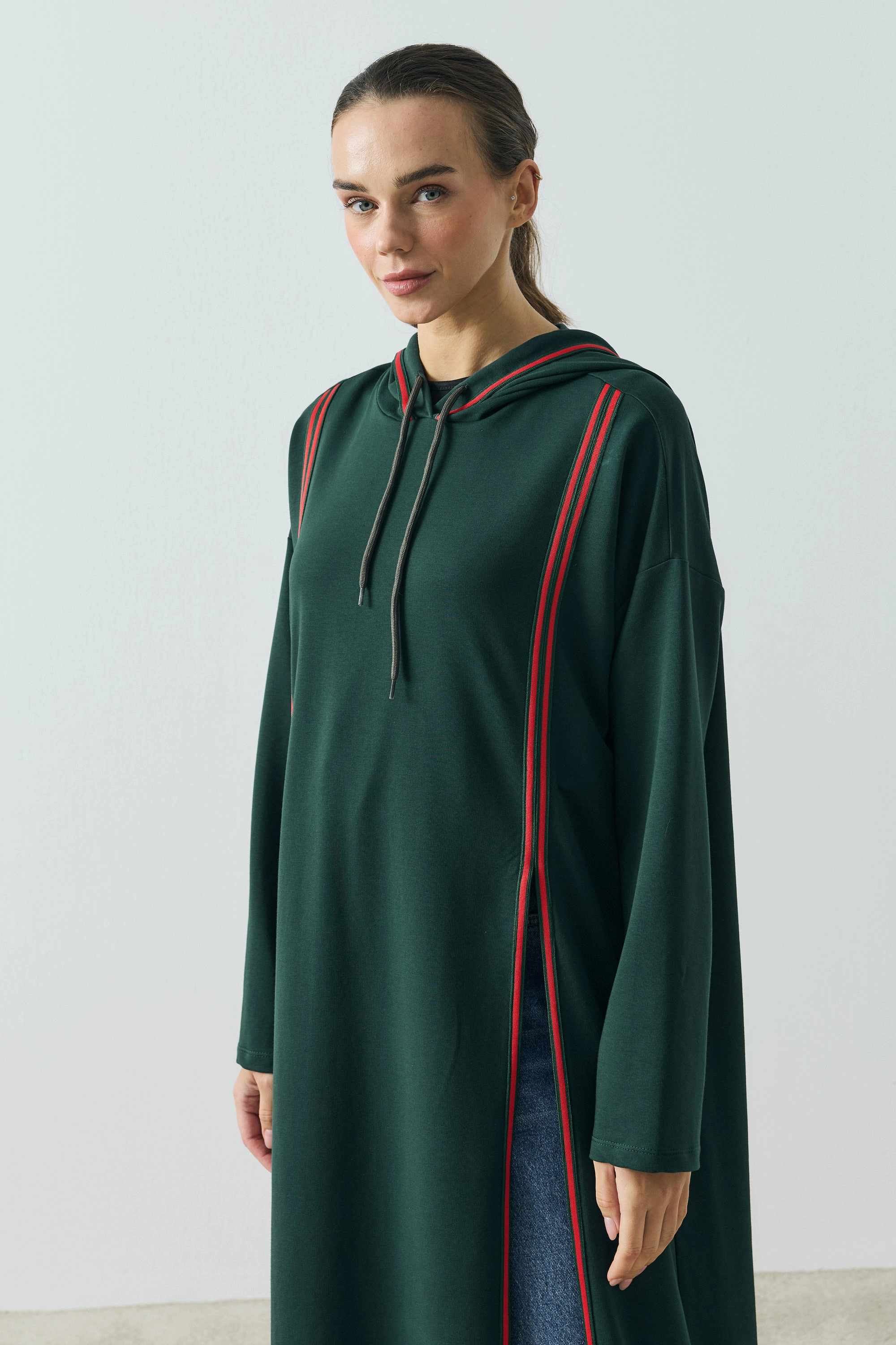Qanu Colette Yırtmaçlı Sweatshirt Yeşil