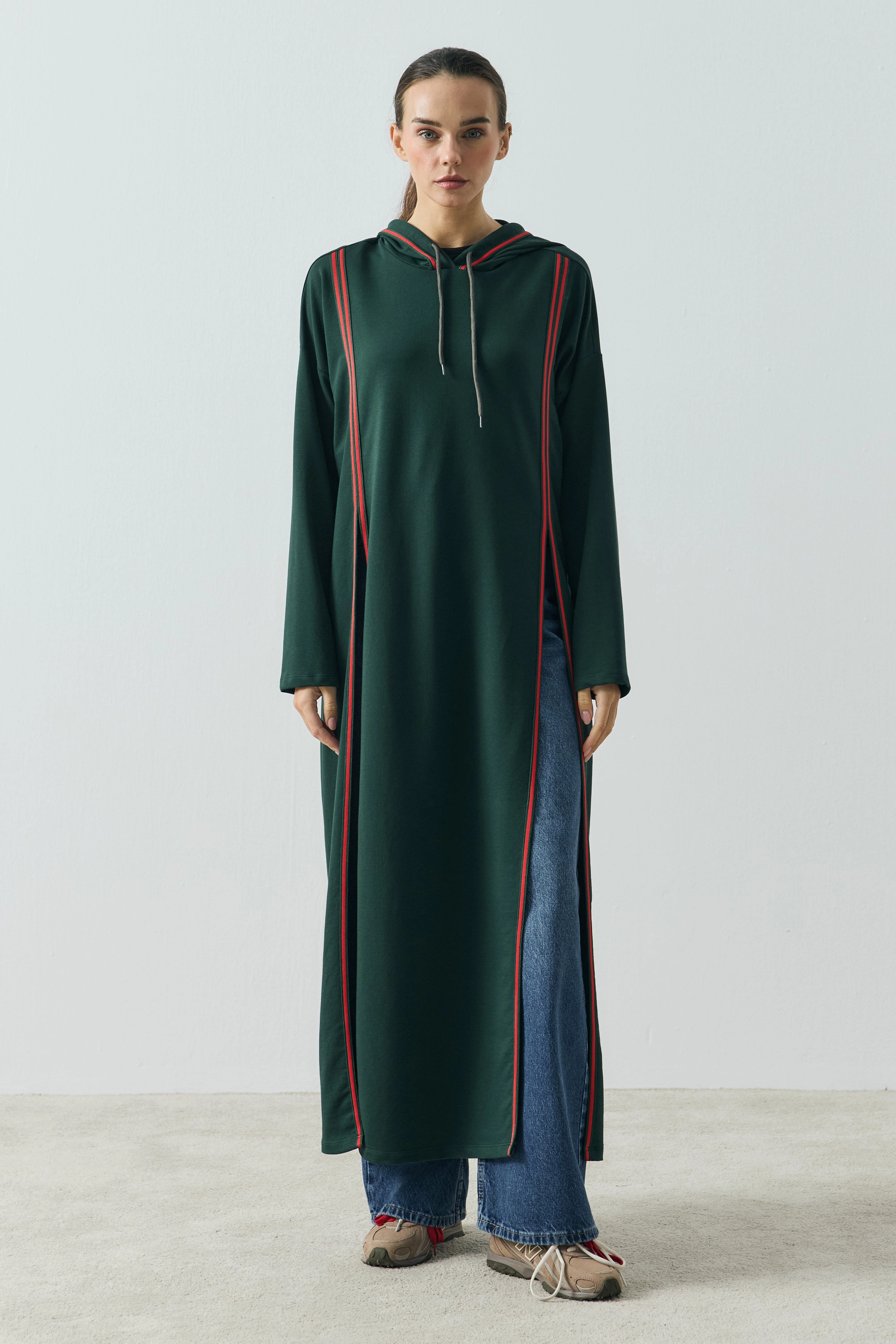 Qanu Colette Yırtmaçlı Sweatshirt Yeşil