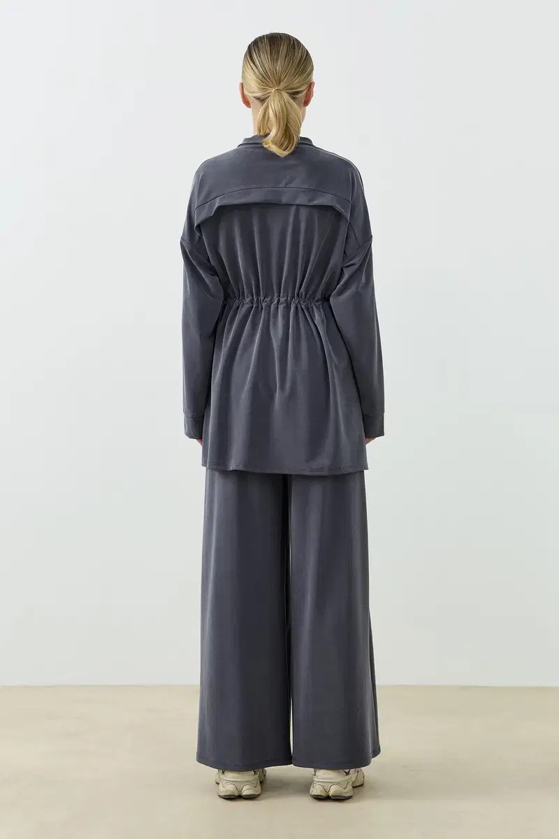 Qanu Fermuarlı Modal Sweatshirt Takım Antrasit 