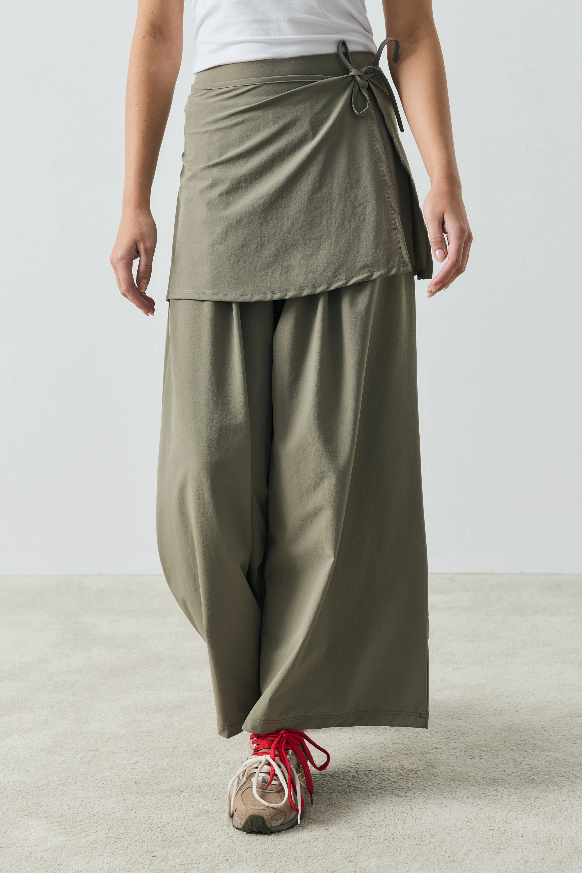 Qanu Fresia Pileli Pantolon Olive 