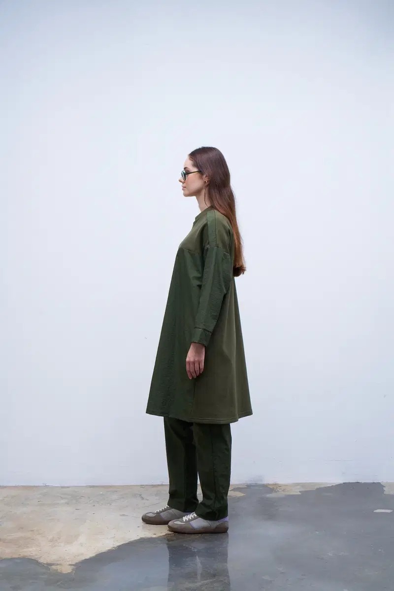 Qanu Garnili Sweatshirt Yeşil 