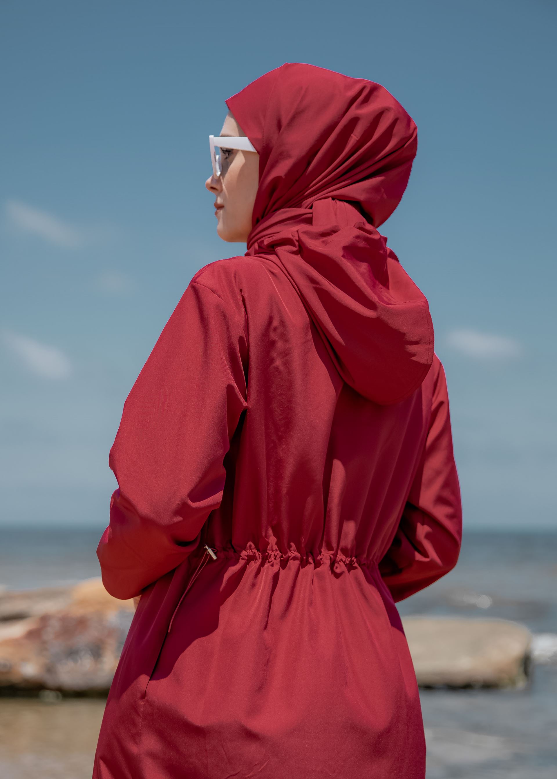 Qanu Uzun Tesettür Mayo 3'lü Set Bordo