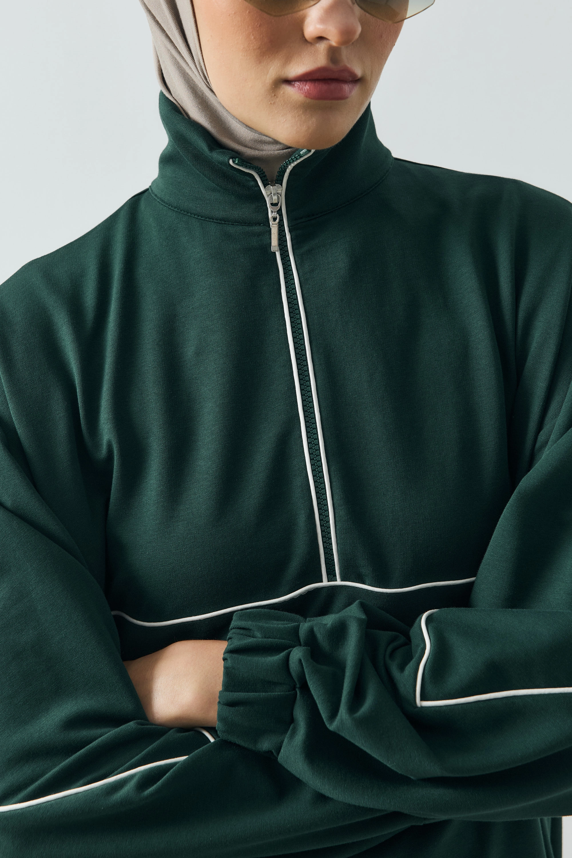 Qanu Liva Yırtmaçlı Sweat Elbise Yeşil