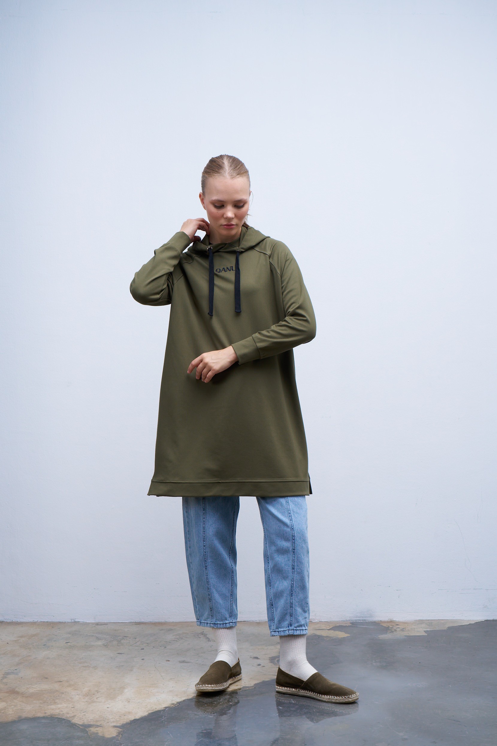Qanu Nakışlı Sweatshirt Yeşil 
