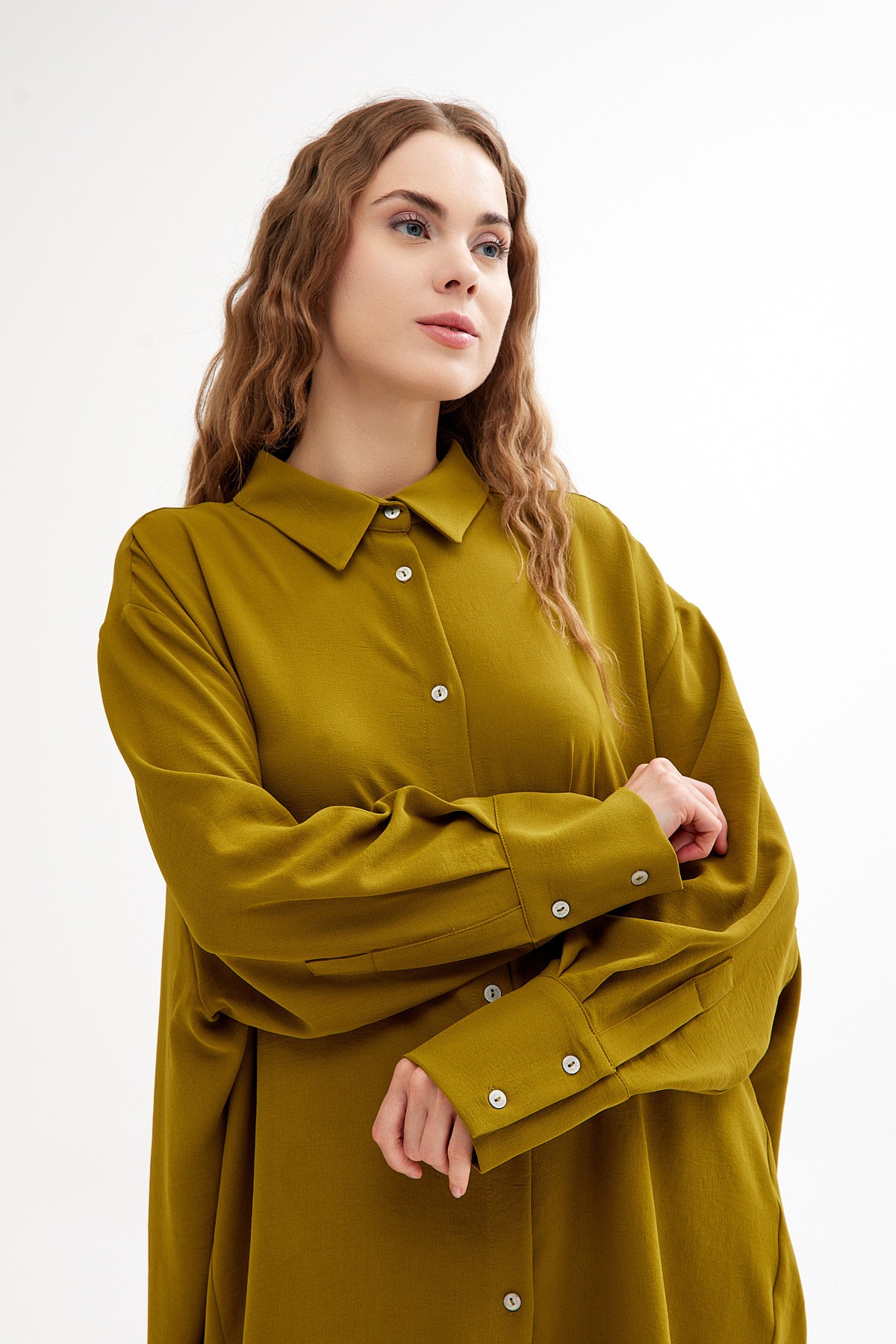Qanu Oversize Gömlek Yağ Yeşili 