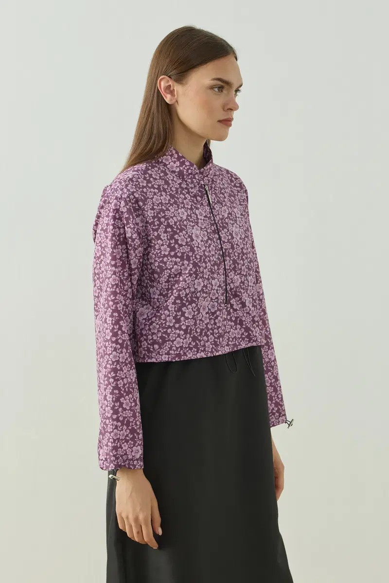 Qanu Pattern Tesettür Mayo Tunik Mürdüm