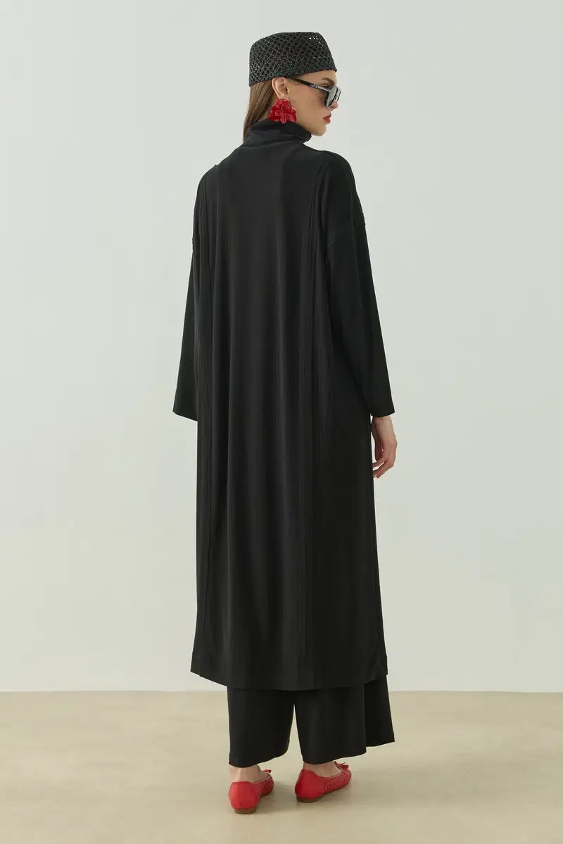 Qanu Siena Fermuarlı Tunik Siyah