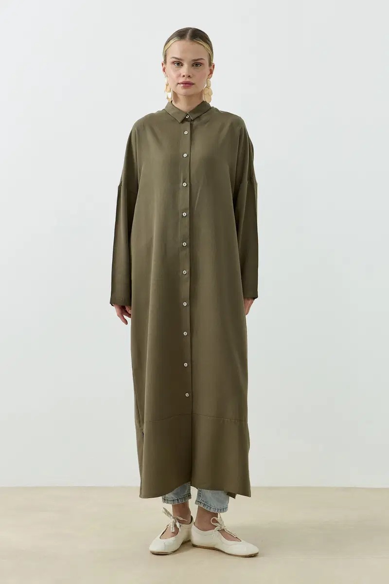 Qanu Tensel Oversize Gömlek Haki
