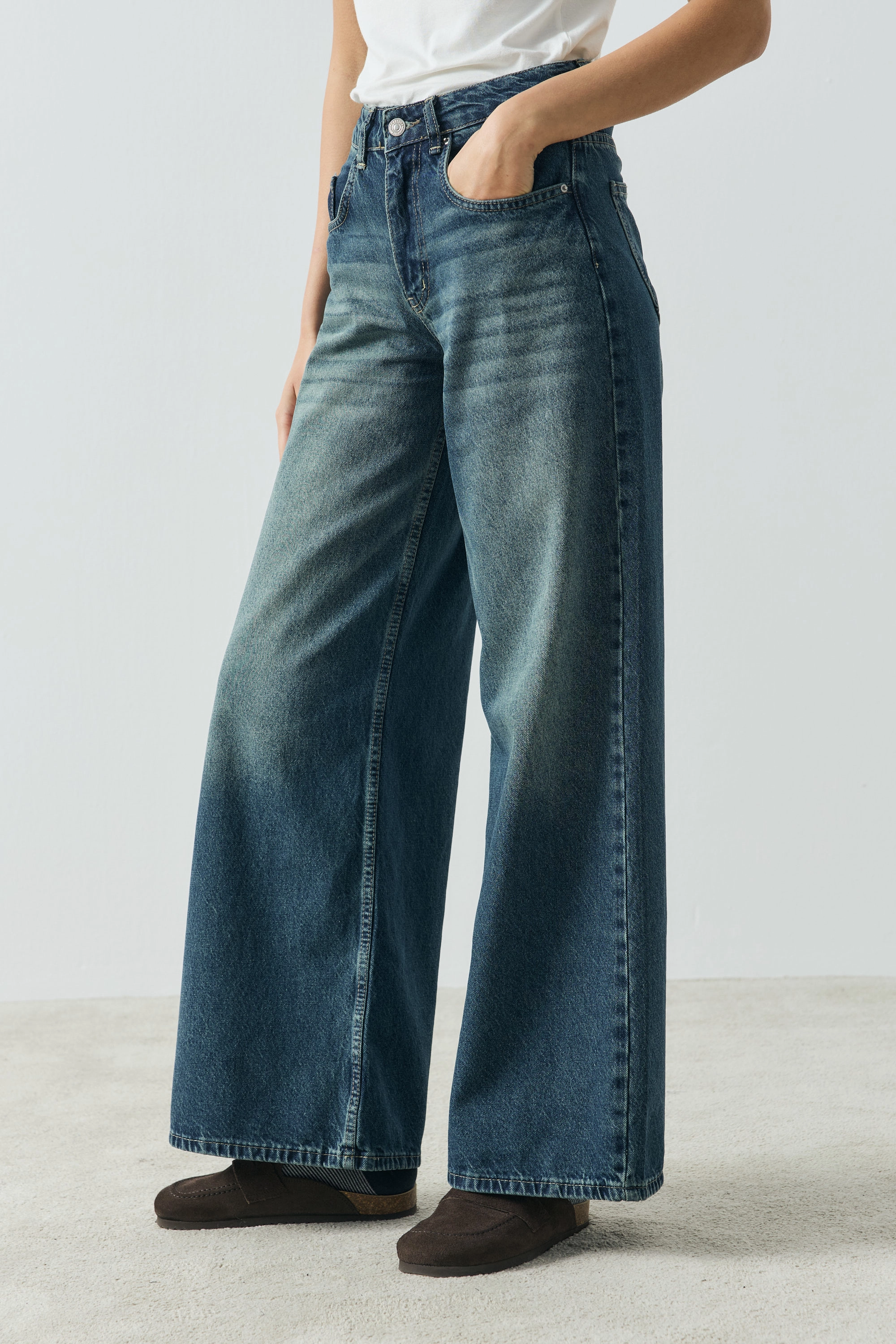 Qanu Wide Leg Pantolon Mavi 