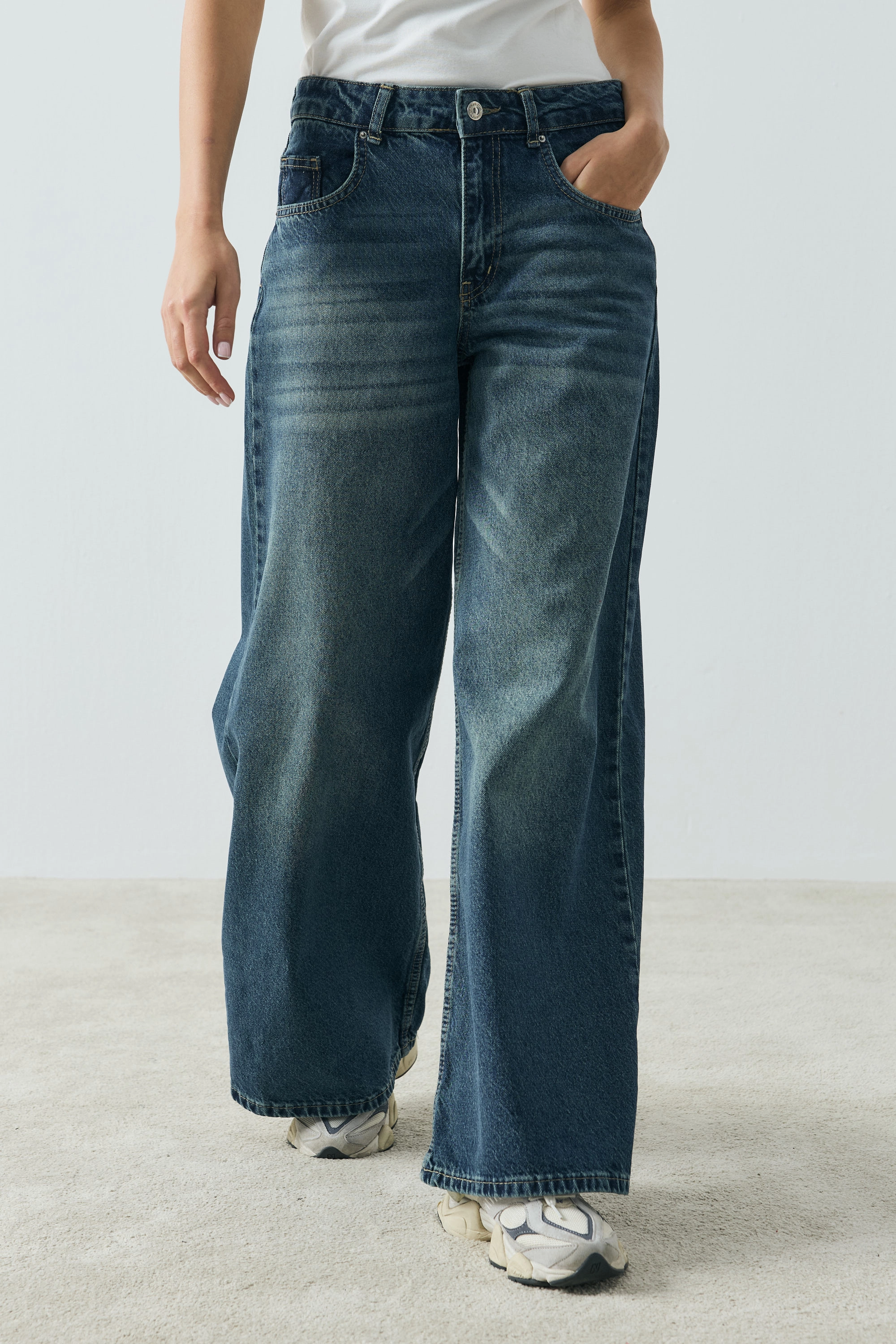 Qanu Wide Leg Pantolon Mavi 